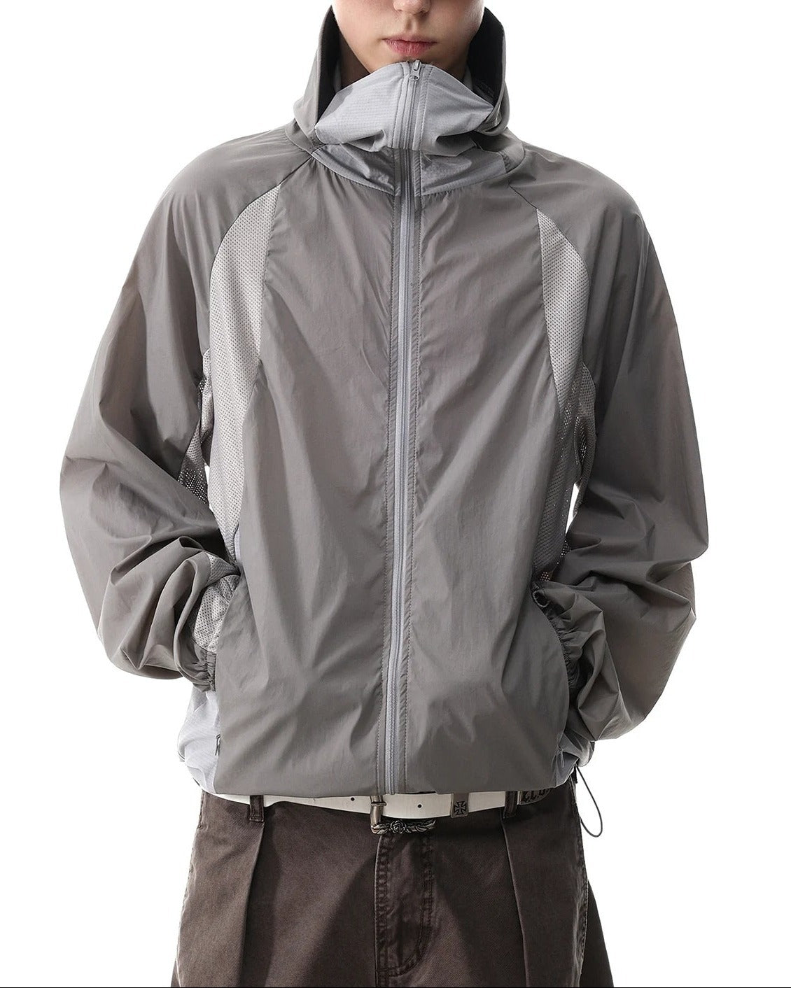 TWO TONE MESH SHELL JACKET