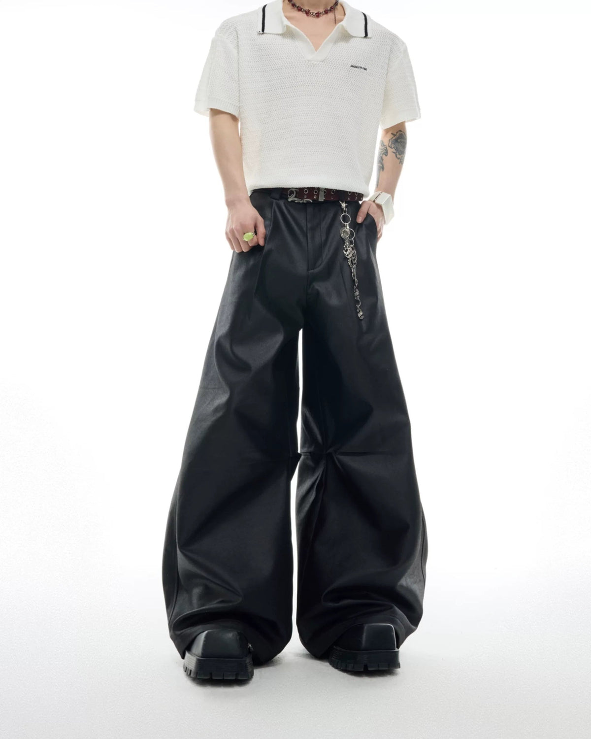 VELDRA LEATHER BAGGY PANTS