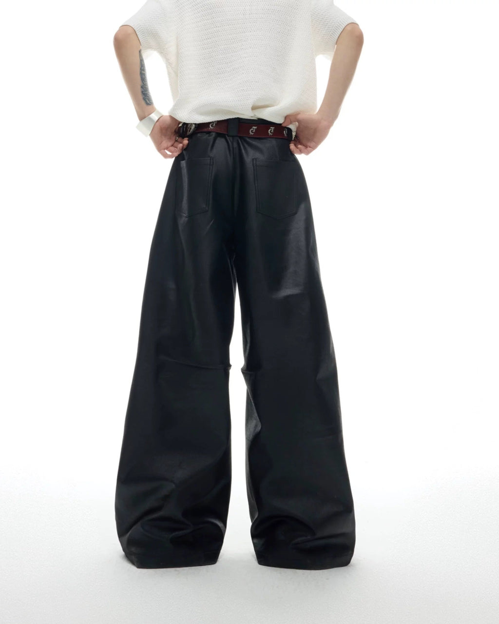 VELDRA LEATHER BAGGY PANTS