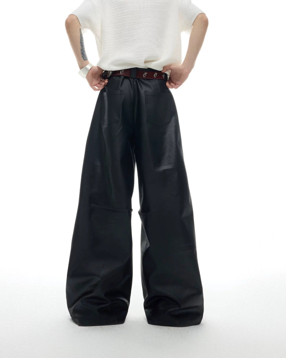 VELDRA LEATHER BAGGY PANTS