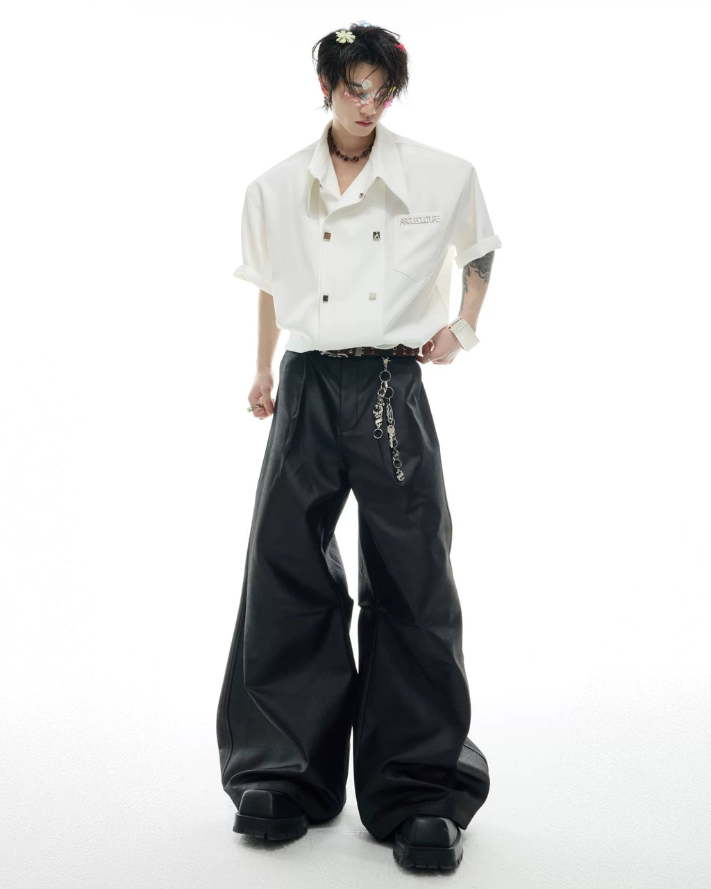 VELDRA LEATHER BAGGY PANTS