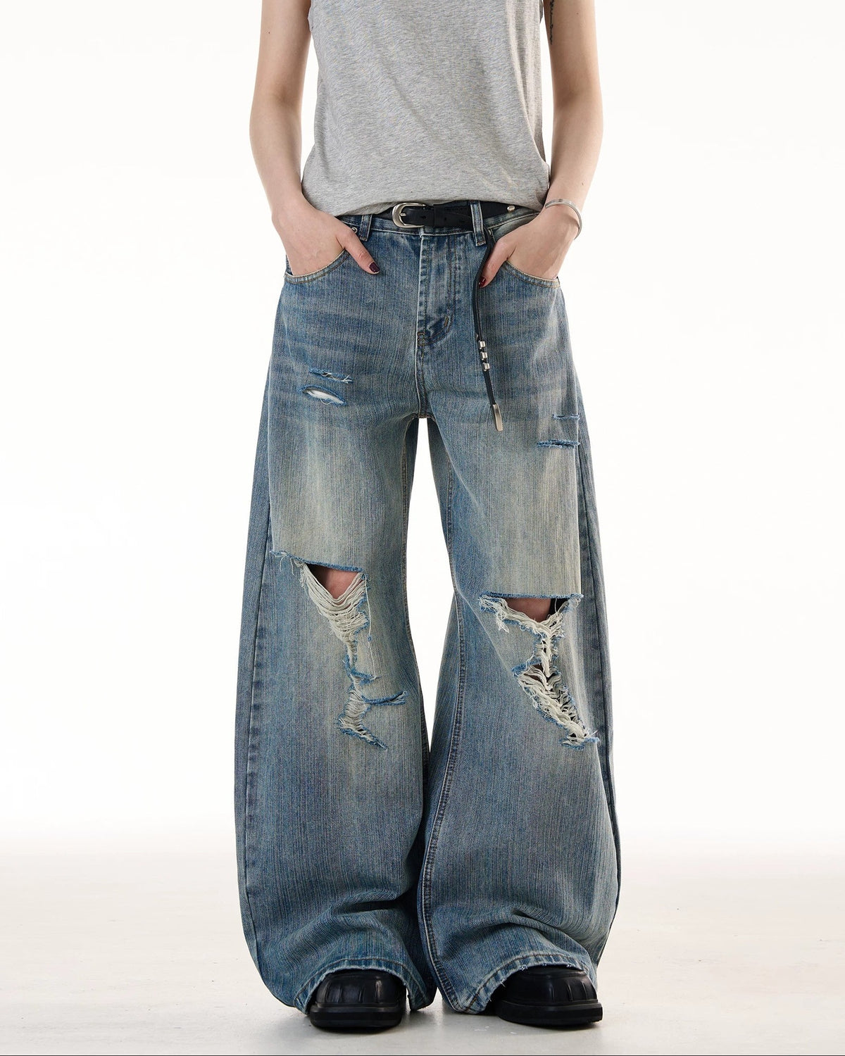 WASTELAND RIPPED WIDE DENIM